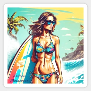 Girl Action Surf Sticker